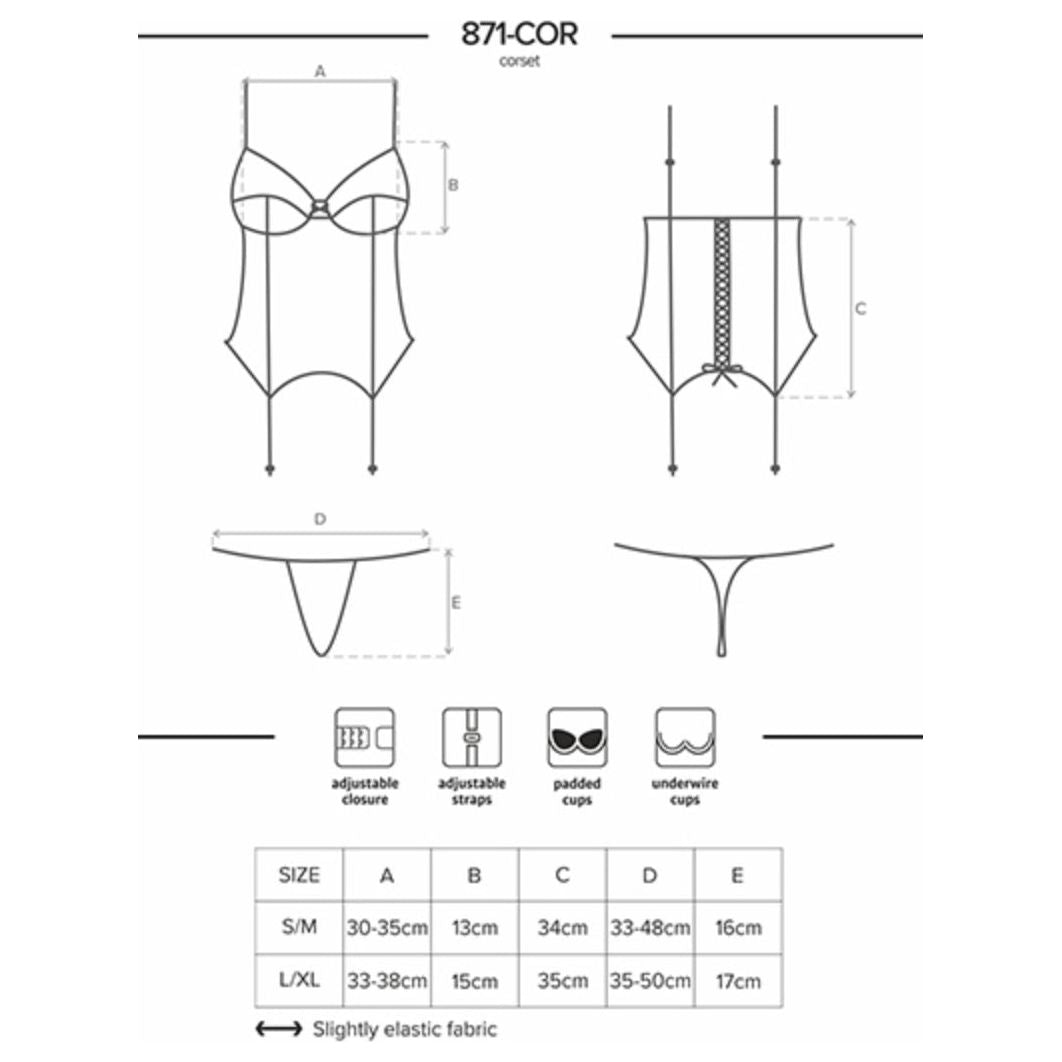 Obsessive Padded Corset & Thong 871-COR-2 White