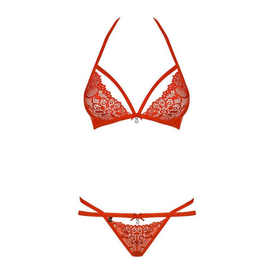 Obsessive Bra & Thong 838-SET-3 Red