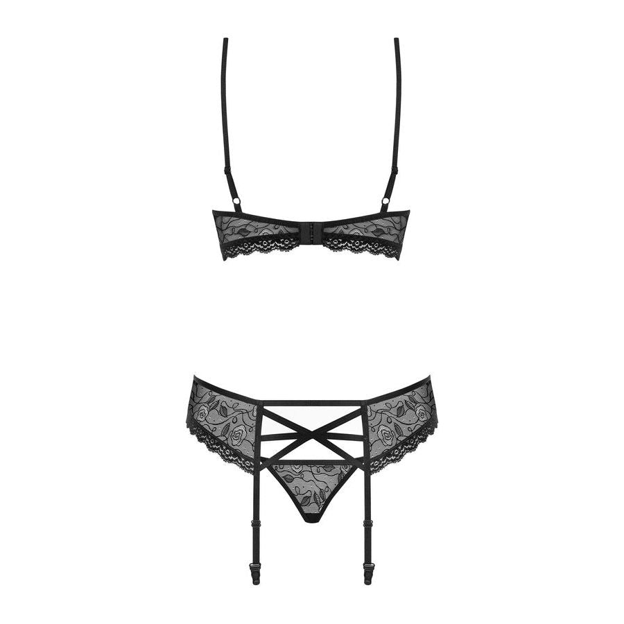 Obsessive Bra, Garter Belt & Thong 818-SEG-1 Black