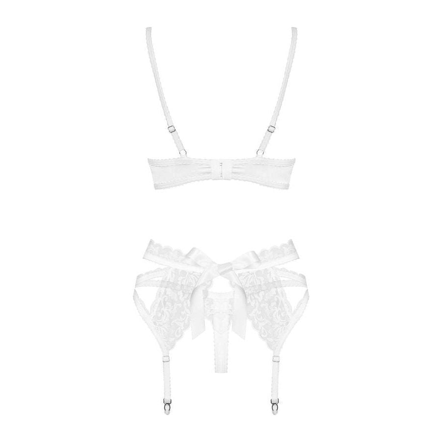 Obsessive Padded Bra, Garter Belt & Thong 871-SEG-2 White