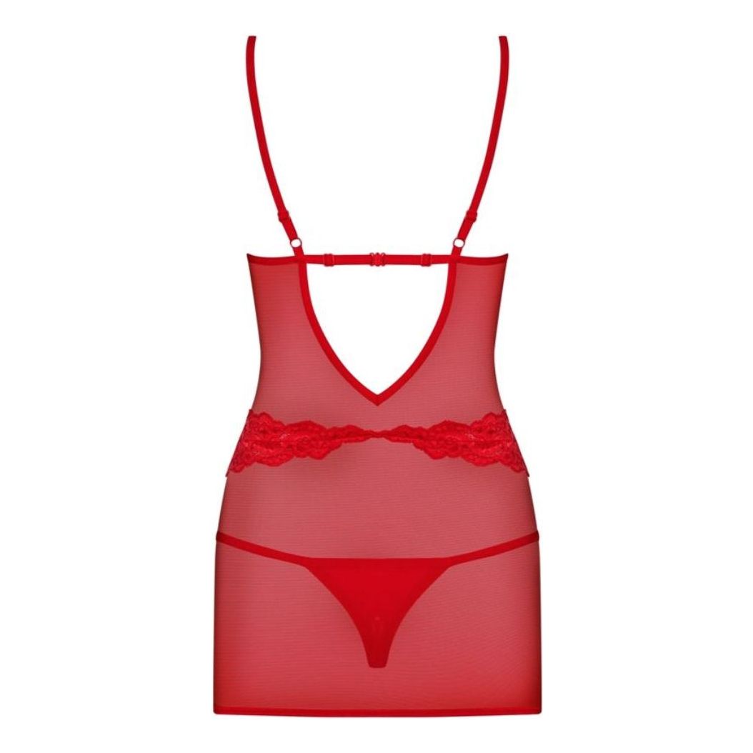 Obsessive Chemise & Thong 829-CHE-3 Red