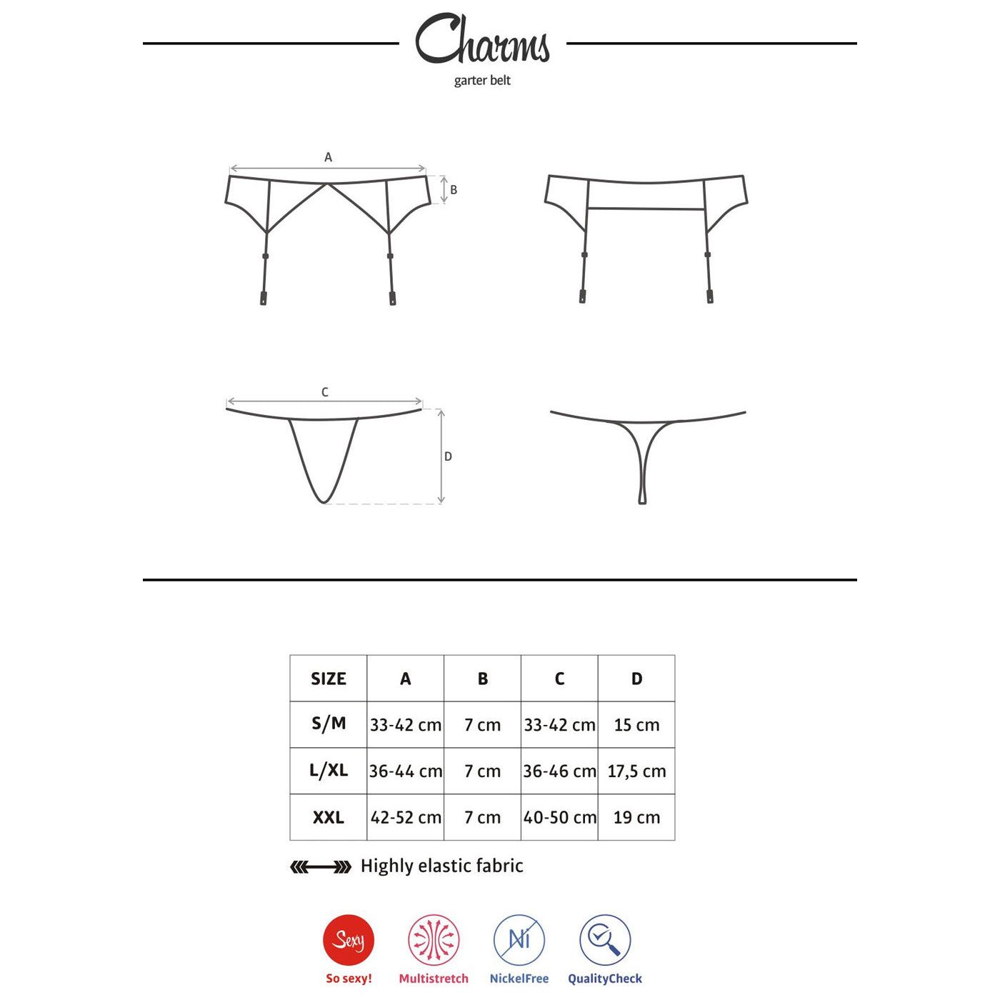 Obsessive Garter Belt & Thong Charms Black
