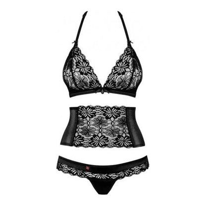 Obsessive Bra, Lace Belt, Thong 846-SEG-1 Black