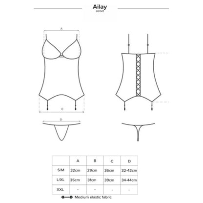 Obsessive Ailay Corset & Thong Set Ailay Black