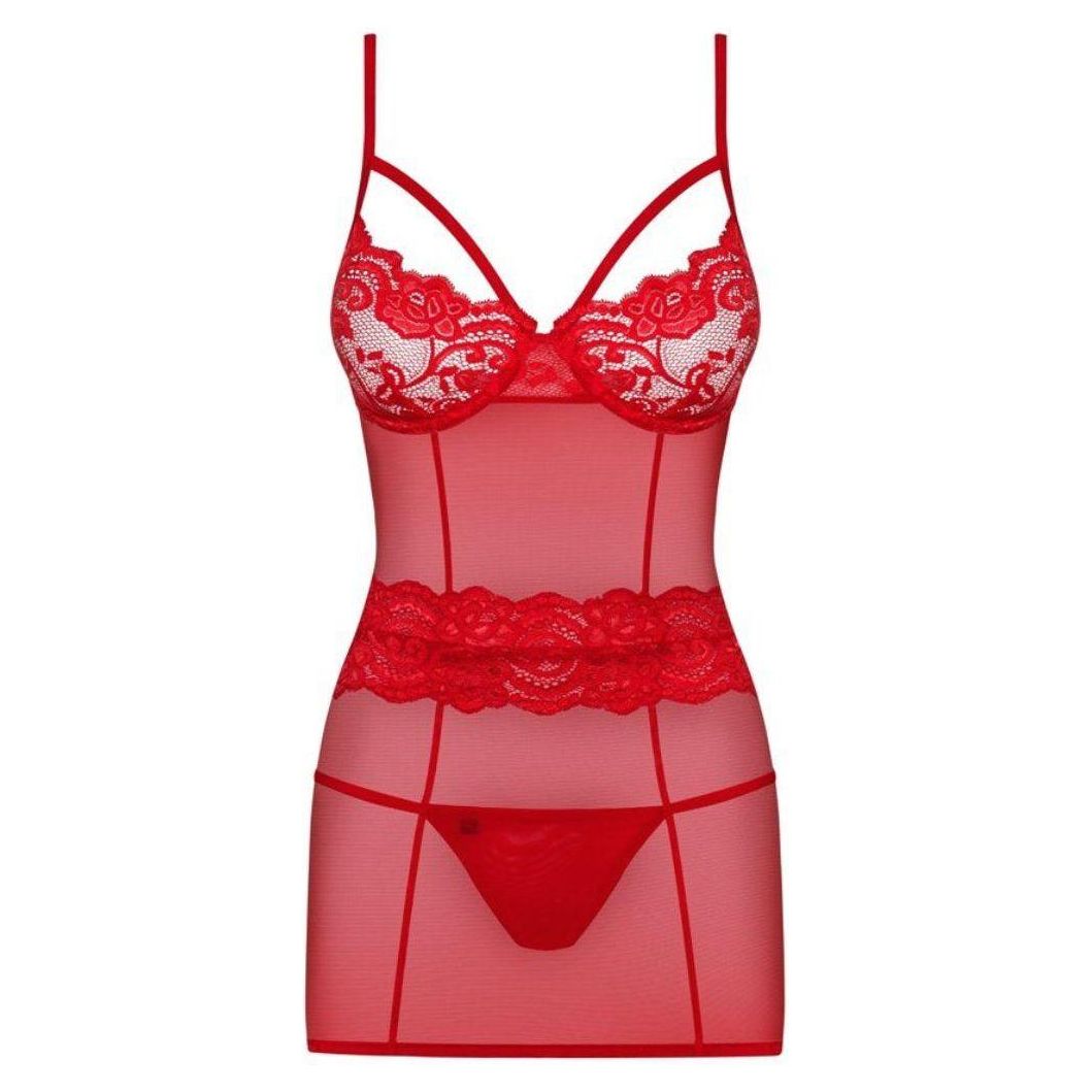 Obsessive Chemise & Thong 829-CHE-3 Red