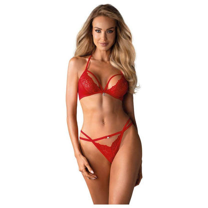 Obsessive Bra & Thong 838-SET-3 Red