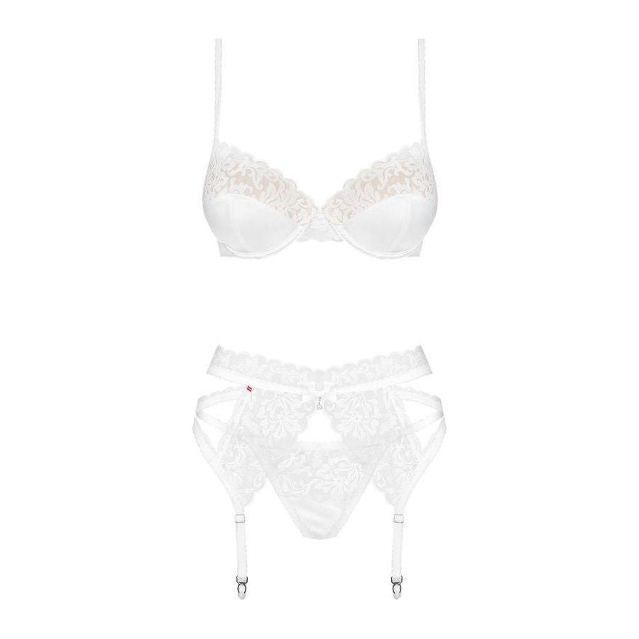 Obsessive Padded Bra, Garter Belt & Thong 871-SEG-2 White