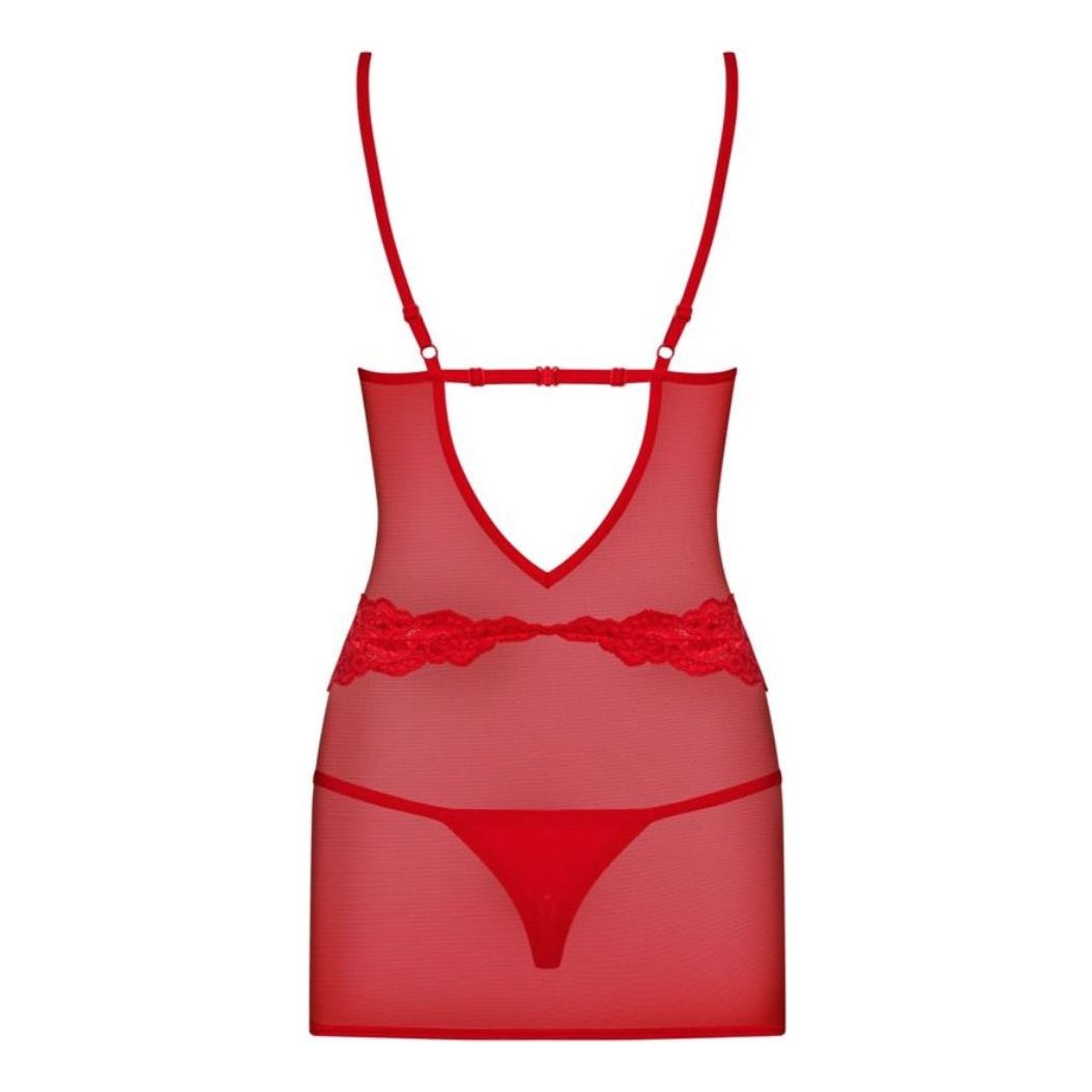 Obsessive Chemise & Thong 829-CHE-3 Red