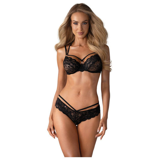 Obsessive Underwire Bra & Thong 860-SET-1 Black