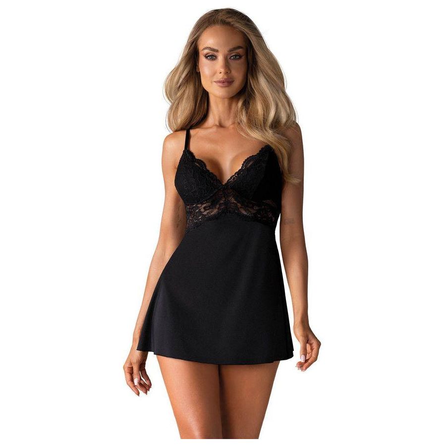 Obsessive Chemise & Thong 810-BAB-1 Black